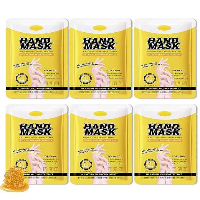 Hydrating Hand Masks, 6PCS Hand Mask Moisturizing Gloves for Men Women, Smooth Long Lasting Soft Exfoliating Hand Peeling Spa Mask Moisturizer Beauty Gift Set for Dry Cracked Rough Dull Hands（L)