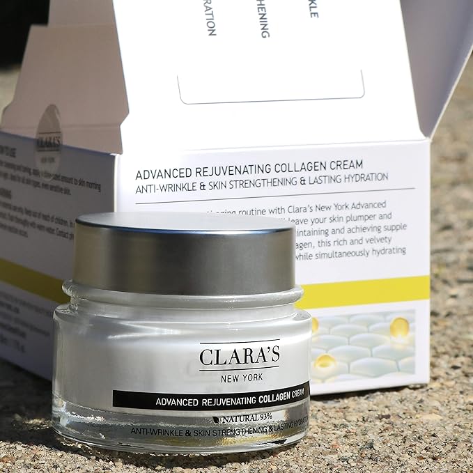 CLARA'S NEW YORK Advanced Rejuvenating Collagen Cream, Anti-Wrinkle and Made for Healthy Glowing Skin, Rich, Non-sticky, Fast-absorbing Formula 50ml MADE IN USA