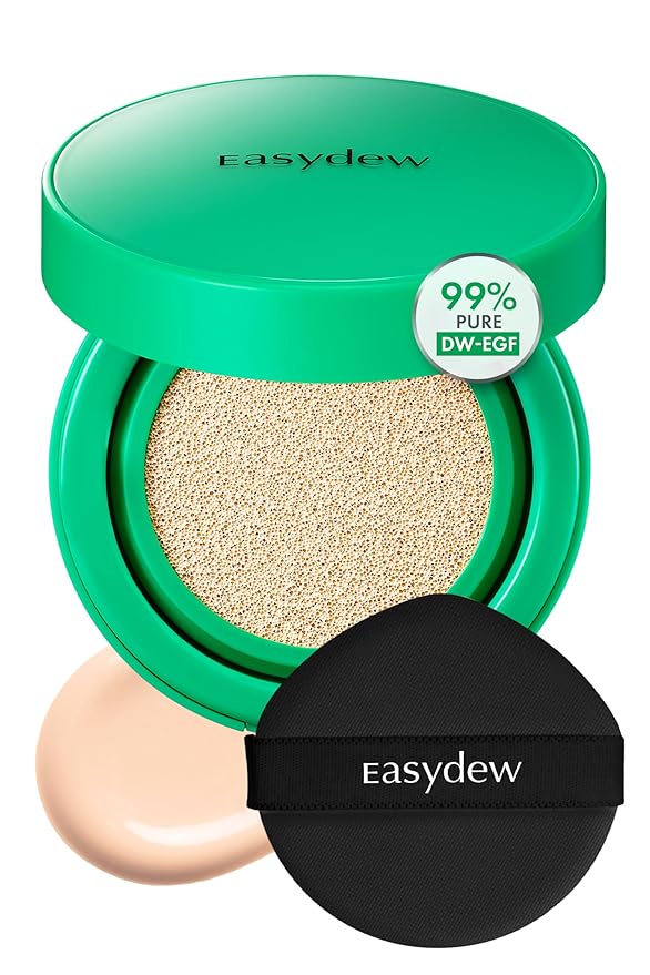 Easydew Mela B Toning Ampoule Cushion - 3-in-1 Age-Defying Sun Shield Full Coverage Cushion Foundation with Niacinamide & Hyaluron-Vital C - Face Makeup Korean Skin Care 0.45 oz (#17 Ivory)