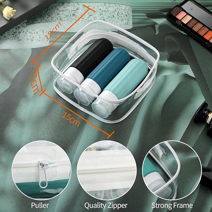 16 Pack Travel Bottles Set - Leakproof Silicone Containers, TSA Approved, Squeezable Refillable 3oz for Shampoo, Conditioner, Lotion