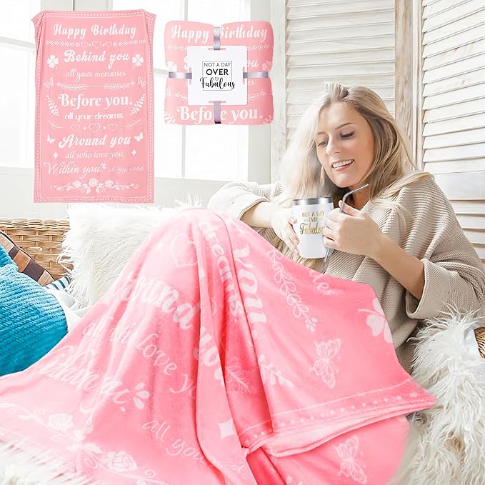 15PCS Birthday Gifts for Women-Pink Self Care Package Get Well Soon Gifts, Relaxing Spa Gift Female Friendship Thinking of You Care Package for Mom Her Wife Girlfriend Friend Sister