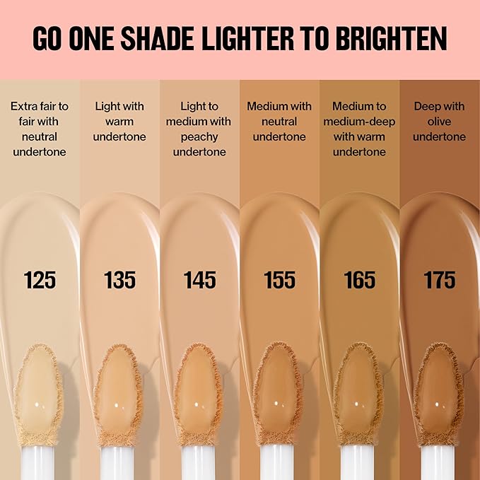 Revlon Glimmer Brightening Concealer, Liquid Under Eye Makeup, Made with Caffeine, Vitamin C, & Stevioside, 125, 0.3 fl oz