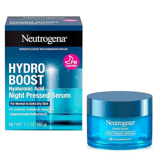 Neutrogena Hydro Boost Night Pressed Serum, Hyaluronic Acid Face Moisturizer for Normal to Extra Dry Skin, Delivers Overnight Hydration for Restored, Revitalized, Dewy Skin, 1.7 oz