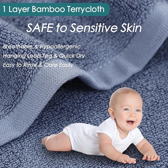 Reusable Makeup Remover Towels, Super Soft and Gentle Face Towels on Sensitive Skin, 13x13 inch Extra Large Wash Cloths for Face and Body, Easy to Clean Fast Dry Denim Blue Facial Cleaning Cloths