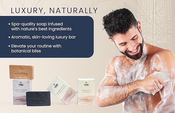 8 Pcs Men Natural Handmade Body Soaps 5 OZ Pack Set Rugged Essence Long lasting Fragrance Luxurious Scents with Natural Ingredients – Sulfate & Paraben Free, Vegan Soaps