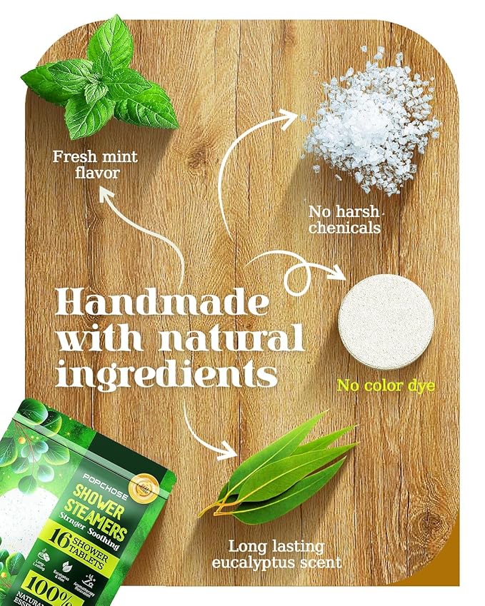 Shower Steamers Aromatherapy POPCHOSE 16 Pack Eucalyptus for Shower, Home SPA & Self Care Relaxation Shower Bombs, Birthday Gifts Stocking Stuffers for Adults Her Mom, Quick Relief Nasal Congestion