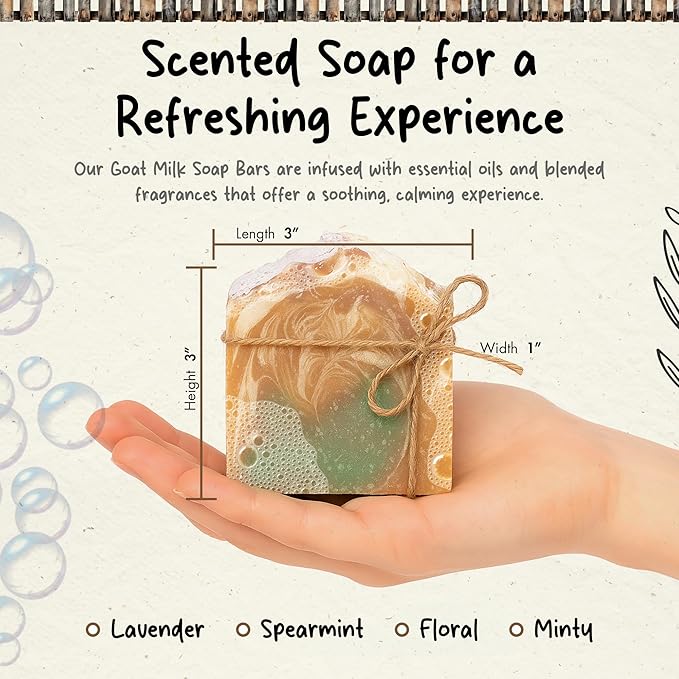 Goat Milk Soap Bar for Face & Body | Lavender Mint Soap with Essential Oils & Fragrance Oils | Moisturizing Vitamin-Rich Skincare – Lavender Mint 3 Pack