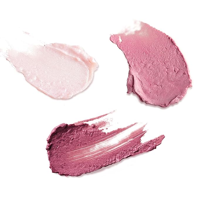 Burt's Bees Christmas Gifts, Lip Shimmer Pink Collection, Tinted Lip Balm Stick, Moisturizing for Hydration with Natural Glowy Pigmented Finish & Buildable Color, Value Pack, 3 Tubes x 0.09 Oz