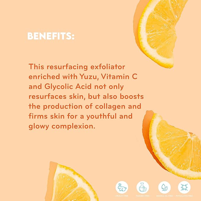 pürlisse Yuzu + Orange Face Exfoliator Scrub - Exfoliating Face Wash for Radiance & Improved Texture - Boosts Natural Collagen Production & Helps Firm Skin for a Youthful Complexion (1.7 Fl oz)
