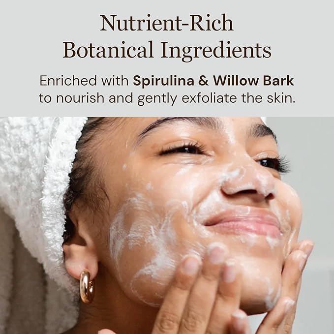 Botanical Cleanser, 8oz – Gentle, Hydrating Face Wash with Spirulina & Willow Bark – Organic and Vegan – Removes Makeup & Impurities – For Normal & Dry Skin
