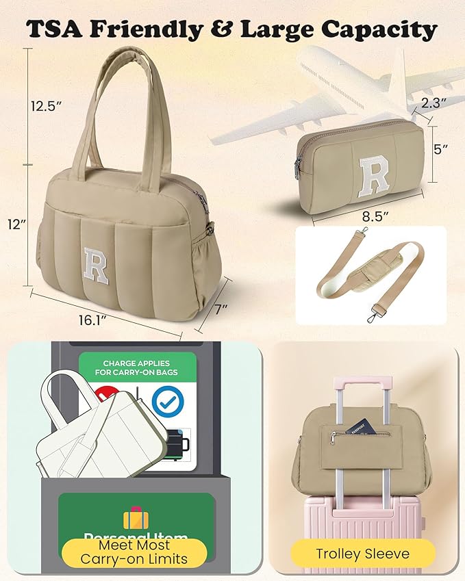 10 Yr Old Girl Birthday Gifts-Monogram Duffle Bag, Weekender Bags for Women，Overnight Bag with Wet Pocket，Travel Bags Personalized Gym Tote with Makeup Pouch-Girl Gifts Trendy Stuff