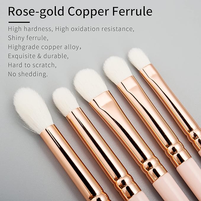 Natural Goat Hair Eye Shadow Brush Set Professional, Blending Eyeshadow Brush Set with Case, Small Nose Contour Brushes, Natural Hair Eyeshadow Brushes, Eye Brush, Eyeshadow Blending Brush.