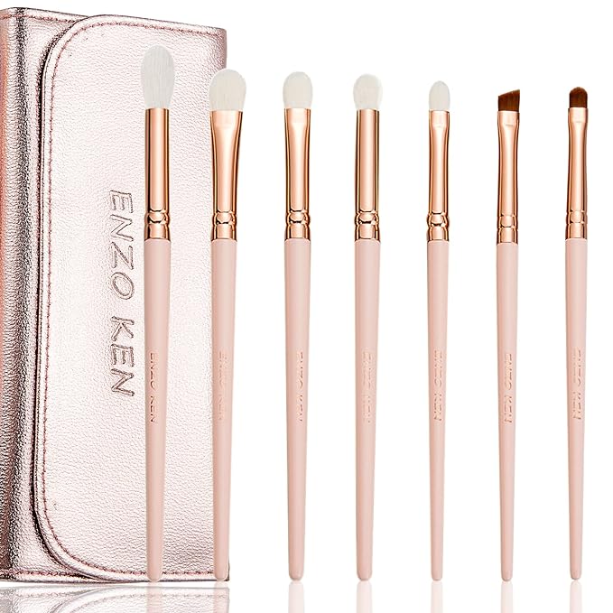 Natural Goat Hair Eye Shadow Brush Set Professional, Blending Eyeshadow Brush Set with Case, Small Nose Contour Brushes, Natural Hair Eyeshadow Brushes, Eye Brush, Eyeshadow Blending Brush.