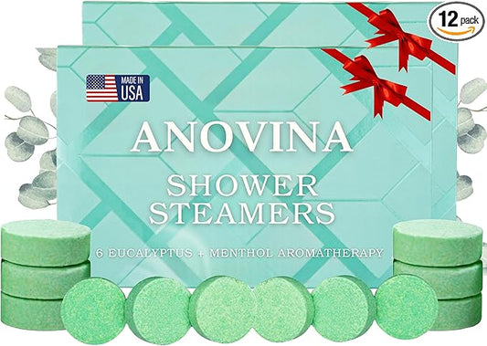 Anovina 12XL Eucalyptus Shower Steamers – Made in USA with Menthol for Aromatherapy. Enjoy a Spa-Like Shower Experience!