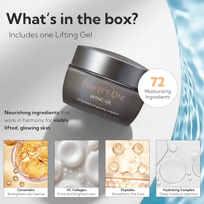 PERFECT ONE Lifting Gel - Helps The Skin Appear Firmer and Moisturized - All-in-One Skin Care Serum, Moisturizer, & Facial Mask - With VC Collagen, Niacinamide, Retinol, and Hyaluronic Acid, 50g