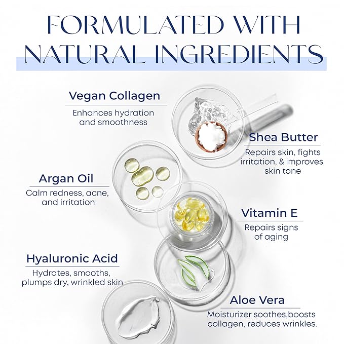 Hyaluronic Acid & Collagen Face Moisturizer - Dermatologist Tested, Anti-Aging, Restores Elasticity - Hydrating, Clean Beauty, Cruelty-Free Korean Skincare for All Skin Types - 1.69 Fl oz