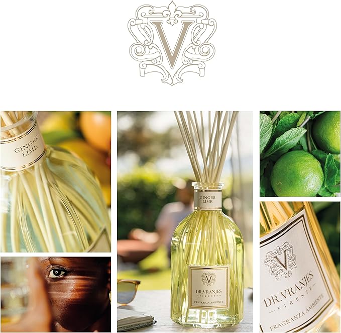 Dr. Vranjes - Ginger Lime 250 ml Reed Diffuser + Elegant Shopping Bag, Bright Fruity & Spicy, Home Fragrance, Made in Italy