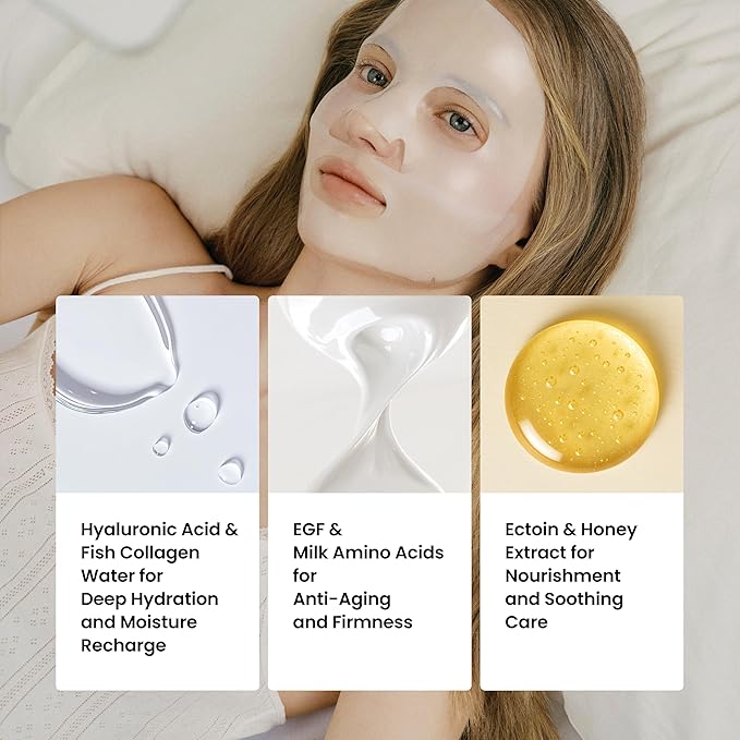 podl All-In-One Hyaluronic Hydrogel Mask(4ea) | Collagen Face Mask for Glass Glow Skin | Deep Hydration & Radiance Boosting | Improves Skin Elasticity & Firmness | Korean Face Mask Skincare