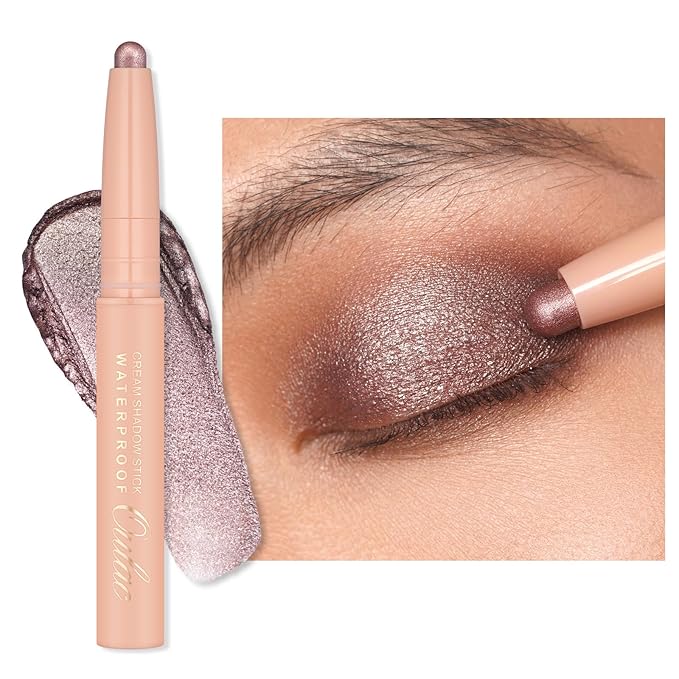 Oulac Waterproof Eye Shadow Stick Smooth and Long Lasting, Shimmering Glitter Finish, Blendable Eyes Makeup, Vegan & Cruelty-Free 1.25g, 17 Hollywood Dream
