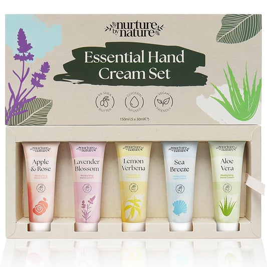Hand Cream Gift Set from Nurture by Nature, 5pcs, Mothers Day Gifts, Hand Lotion Travel Size, Enriched with 6% Shea Butter & Glycerin, Hand Cream for Women, Dry Skin, Hand Lotion Gift Set for Women