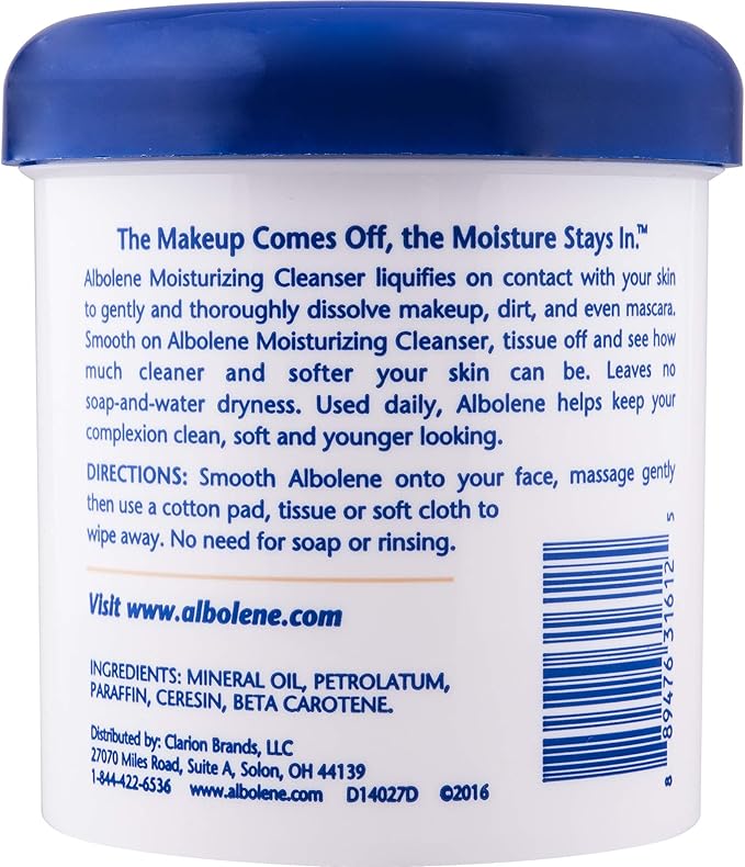 Albolene Moisturizing Cleanser & Makeup Remover Balm - Fragrance-Free Facial Cream for Cleansing & Hydration - Multi-Use Skincare for All Skin Types - No Harsh Chemicals - 12 oz - (Pack of 2)