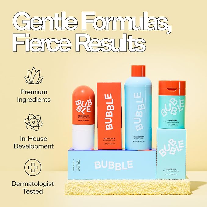 Bubble Skincare The Wish List Mini Skincare Essentials Gift Set - Includes Gel Cleanser, Vitamin C & Hyaluronic Serum, Eye Cream, Water Cream & Face Moisturizer - Travel Size Skin Care (6 Count)