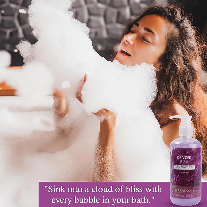 Luxury Spa Gifts for Women – 8 Pc Lavender Scented Bath and Body Set with Bubble Bath, Lotion & More – Luxury Self Care Kit for Wife, Mom, Best Friend, Girlfriend, Anniversary Gift by Draizee
