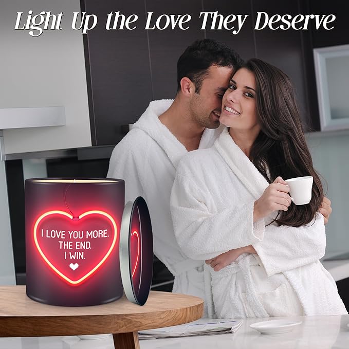 TEEZWONDER Christmas Anniversary Wedding Gifts for Women Men - I Love You More Long Lasting Vanilla Lavender Candle 10 Oz - I Love You Christmas Birthday Gifts for Him Her Boyfriend Husband