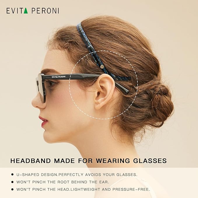 EVITA PERONI Hair Band, Starry Grey - Hairband for Women's Hair, Designed for Eyewear, No Pressure, No Headache, Comfortable Headbands for Women, Fashion Thin Headbands Non Slip, 1 Count
