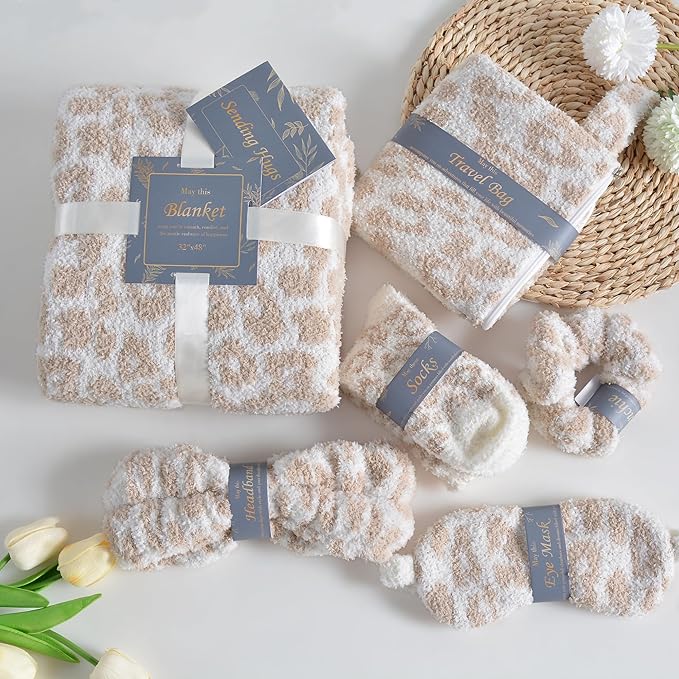 Birthday Box Care Package Get Well Soon Gift Baskets Self Care Gifts for Women, Birthday Gift Basket for Her, Leopard Print Gifts for Women Mom Wife Daughter Sister Friends Leopard Khaki