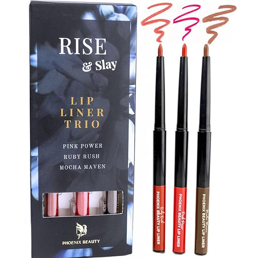 Rise & Slay Lip Liner Set – 3 Piece Gel Lip-Liner Set – Smooth, Long-Lasting, and Highly Pigmented – Perfect for Defining and Shaping Lips