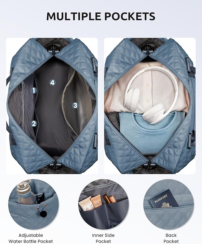 Gifts for Friends - Initial Duffle Bag with Shoe Compartment, Personalized Weekender Overnight Travel Bag with Monogram, Birthday Gift for Daughter Sister (Letter I)