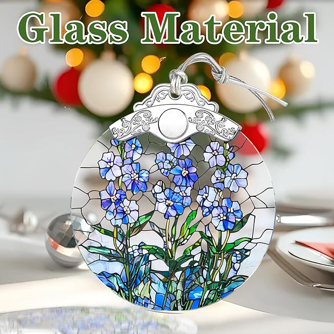 Christmas Ornaments: Stained Glass-Style July Birth Flower Ornament – Christmas Tree Decorations, Holiday Party Gifts, Mother's Day & Birthday Gifts for Women, Mom & Grandma | Birth Flower Gift