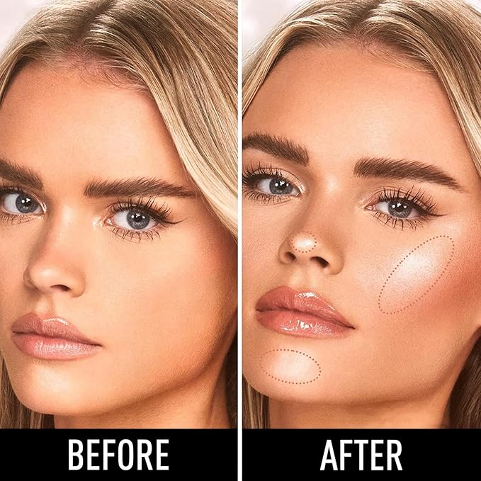 Highlighter Makeup Palette Shimmer Face Body Illuminator Glitter Highlighter Makeup Kit Long Lasting Highly Pigmented Highlighters Makeup Palette #4 Rose Champagne