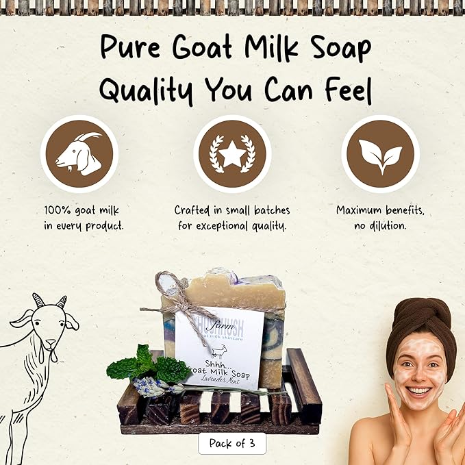 Goat Milk Soap Bar for Face & Body | Lavender Mint Soap with Essential Oils & Fragrance Oils | Moisturizing Vitamin-Rich Skincare – Lavender Mint 3 Pack