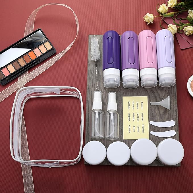 16 Pack Travel Bottles Set for Toiletries, Leakproof Travel Containers for Toiletries TSA Approved Silicone Travel Accessories Squeezable Refillable 3oz for Shampoo Conditioner Lotion