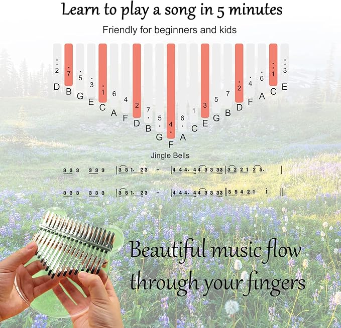 Acrylic Kalimba Thumb Piano,YUNDIE Portable 17 Keys Mbira Crystal Finger Piano, Musical Instruments Birthday Gift for Adult Beginners Professional(Clear) (17 Keys)