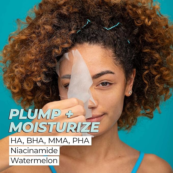 Vitamasques Electrolyte Watermelon Face Sheet Mask, 7 Pack, Boosts Skin Elasticity, Hydrating, Moisturizing, Plant-Based, Vegan-friendly