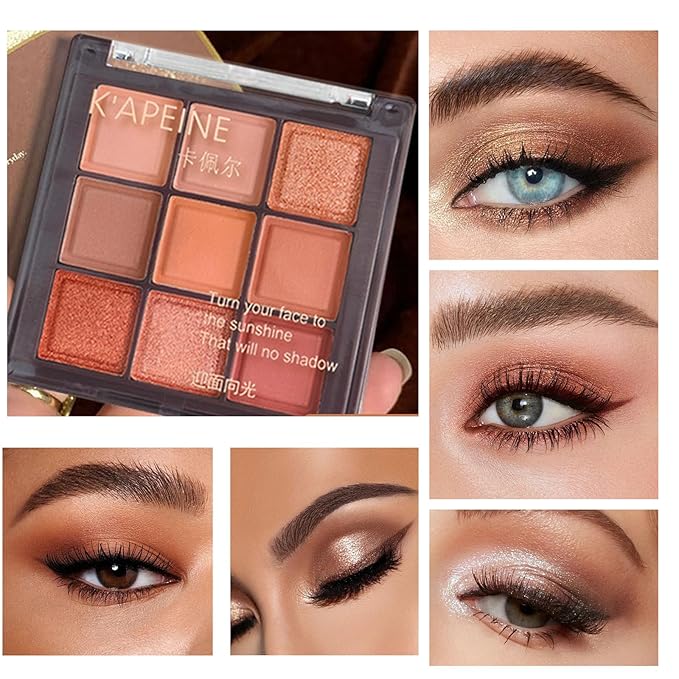 K'APEINE Eyeshadow Palette 9-Colors Nude Eye Shadow Palette Natural Brown Eyeshadows Palette Makeup Cool-Toned Highly Pigmented Eyeshadow for Eyes Long Lasting Naturing-Looking