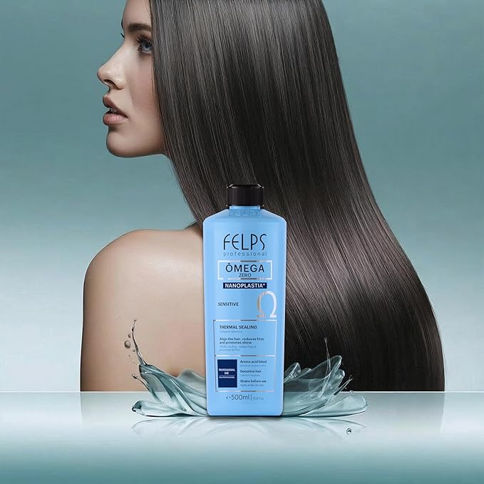Felps Professional Omega Sensitive - Thermal Sealing Unique Nanoplasty - Brazilian Keratin Blowout - Straightening & Smoothing Hair Treatment - Formaldehyde Free 500ml/16.90.oz