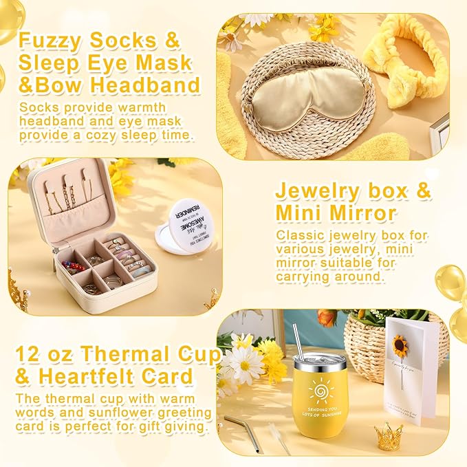 Nuogo 13 Pcs Birthday Gifts for Women Mothers Day Gifts Spa Basket Set for Women Mirrors Socks Steamers Jewelry Case Bath Robe Mom nurse Girlfriend Wife