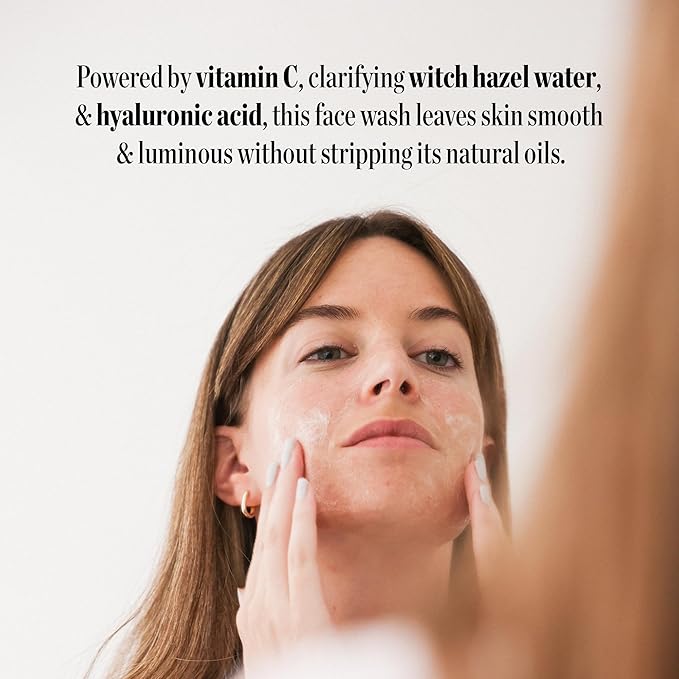 Joanna Vargas Vitamin C Face Wash for Women – Hydrating Daily Facial Cleanser with Witch Hazel, Hyaluronic Acid & Galactoarabinan – Gentle Clarifying Face Wash for Dry or Dull Skin – 120ml
