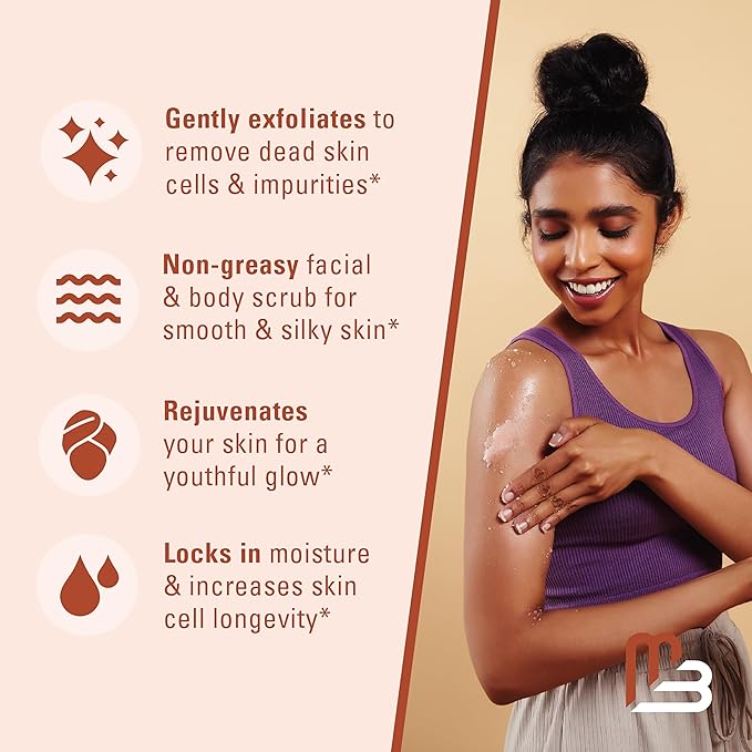 Himalayan Salt Scrub, Face, Foot, and Body Exfoliator with Collagen and Stem Cells, Exfoliating Scrub for Toning, Cellulite, and Skin Care by M3 Naturals 16 fl oz