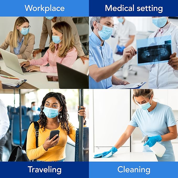 Medicom Expressions Disposable Face Masks - Box of 50 ASTM Level 3 Surgical Face Masks - 3 Layer Medical Masks Made in Canada - Blue Adult Masks Disposable