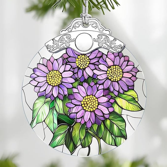 Christmas Ornaments: Stained Glass-Style September Birth Flower Ornament – Christmas Tree Decorations, Holiday Party Gifts, Mother's Day & Birthday Gifts for Women, Mom & Grandma | Birth Flower Gift
