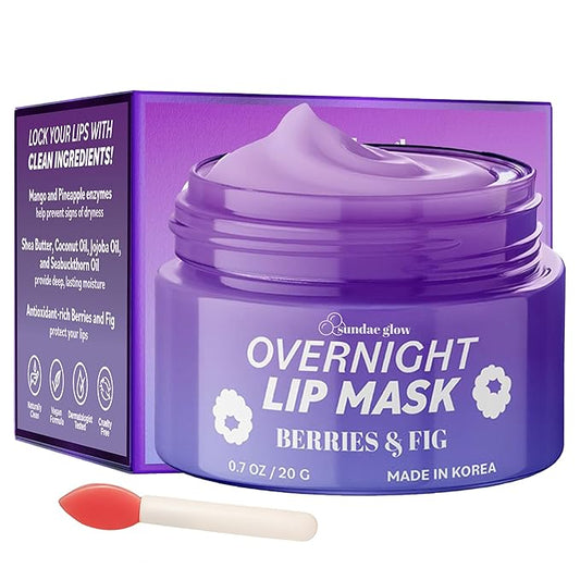 Berries & Fig Lip Mask - Dermatologist Tested, Anti-Aging, Korean Skin Care, Deep Hydration, Overnight Lip Repair - Non- GMO, Vegan, Clean Beauty, 95% Natural, Cruelty-Free - 1 Pack