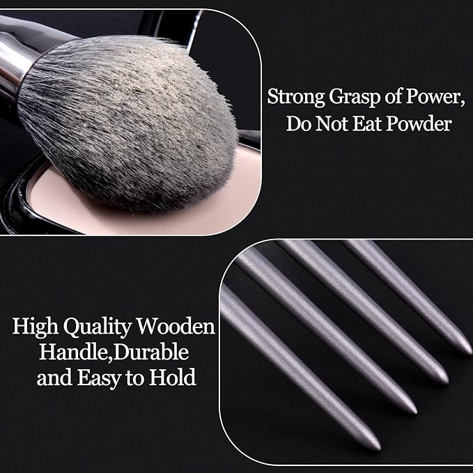 Professional Makeup Brush Set 14Pcs Makeup Brushes Kit Foundation Eyeshadow Powder Blending Eyebrow Eyelash Kabuki Brushes Cosmetic Brushes Travel Kits With Leather Bag Gift