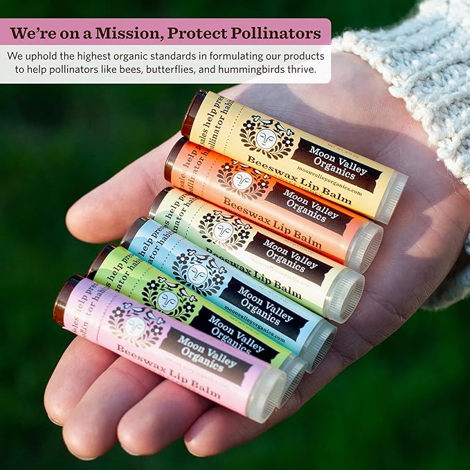 Moon Valley Organics Beeswax Lip Balm for Moisturizing Lips and Cuticles (JUICY BLACKBERRY, 6-Pack)