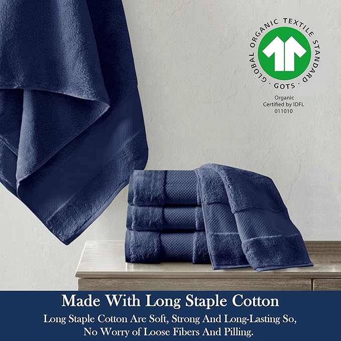 Delara Organic Cotton Luxuriously Plush Bath Towel Pack of 4 | GOTS & OEKO-TEX Certified | Premium Hotel Quality Towels | Feather Touch Technology|650 GSM Long Staple|Soft, Quick Dry & Ultra-Absorbent
