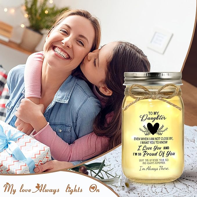 Gift for Daughter, Daughter Gifts from Mom, Daughter Birthday Gifts from Mom Dad, Mother Daughter Gift, Christmas Daughter Gift Mother's Day Daughter Gift Graduation Decorative Jar Light Night